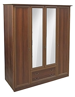 Шкаф 4-дверный с зеркалами и ящиками Вена
