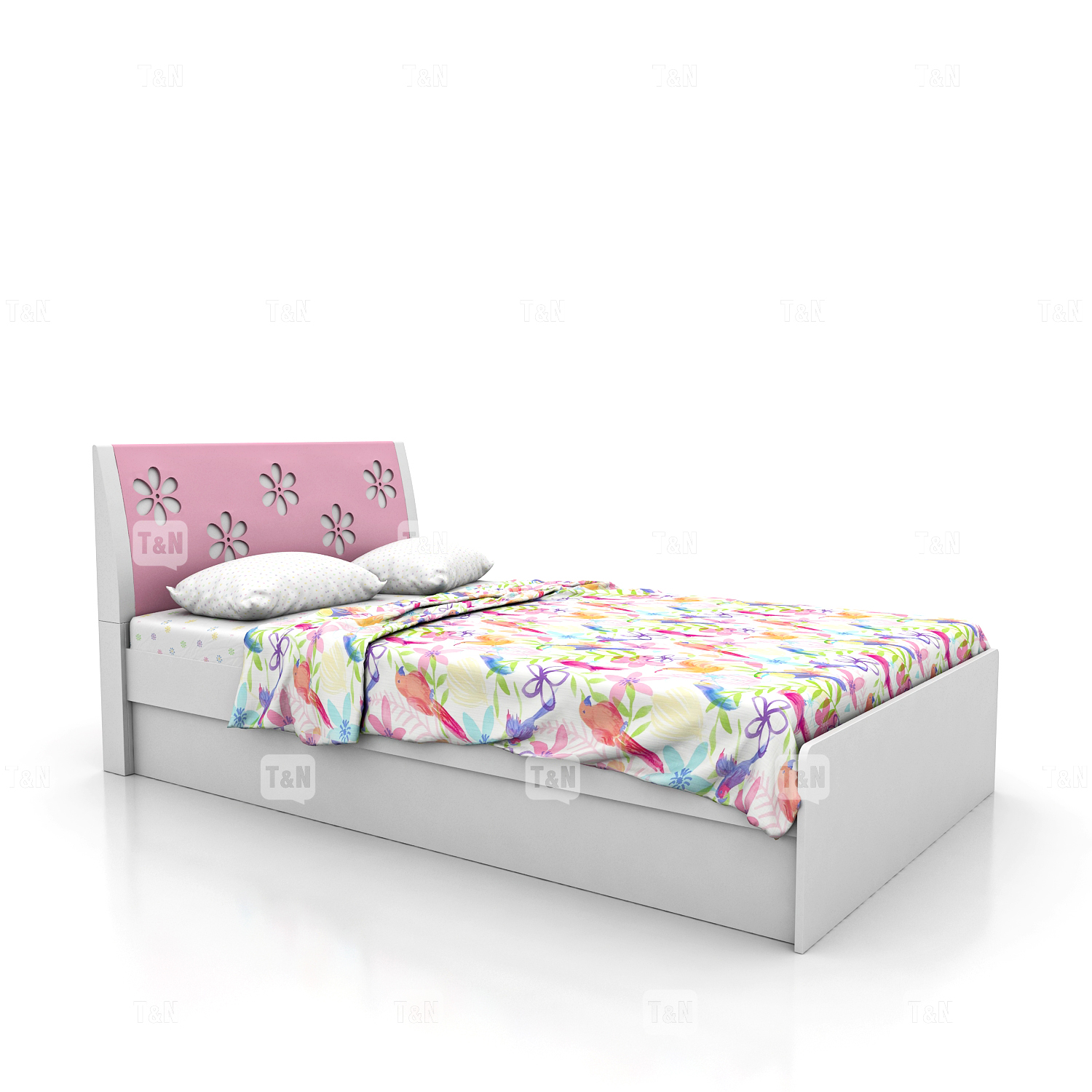 Кровать 120 см с подъемным механизмом и ящиком Pinkflower
