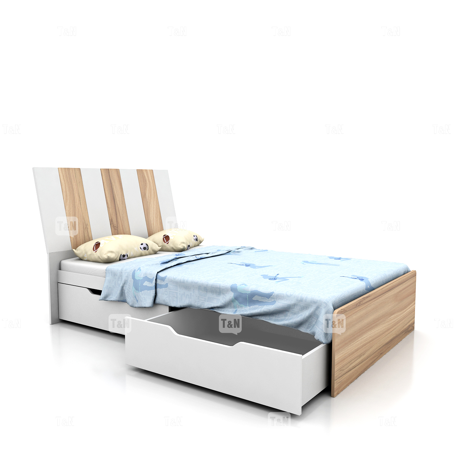 Кровать 90 см с двумя ящиками Lucas